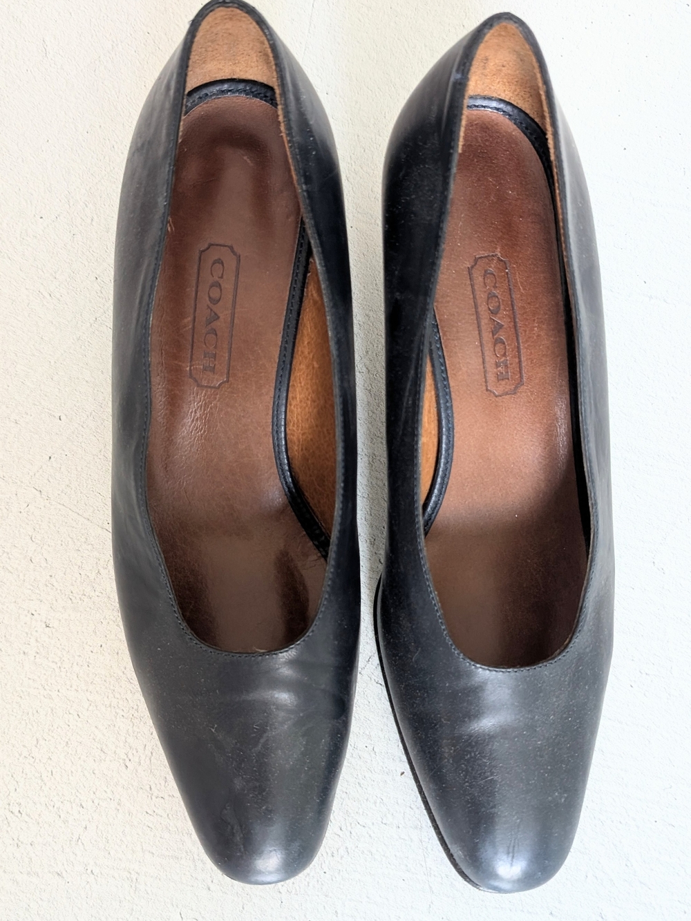 Coach Leather Navy Blue Closed Toe Heels | Size 9